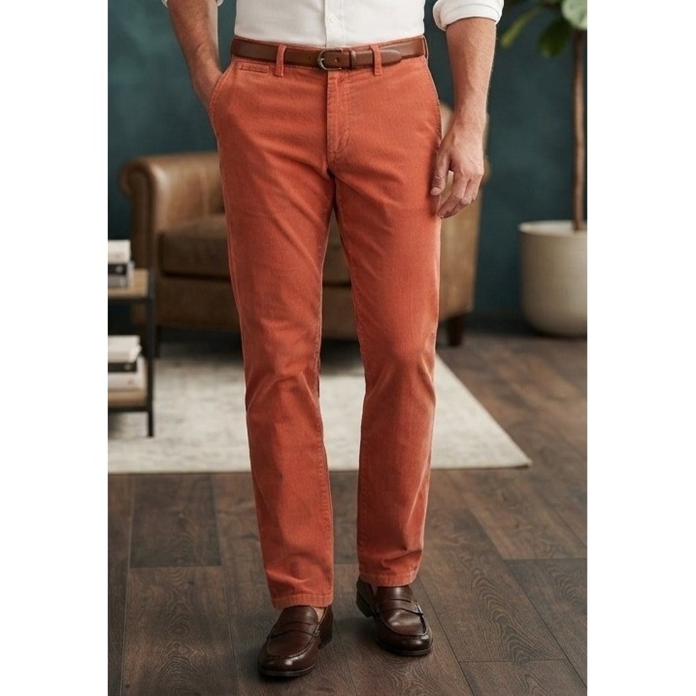Vineyard Vines Club Pant Corduroy Men's 38x34 Orange Straight Fit Casual Preppy